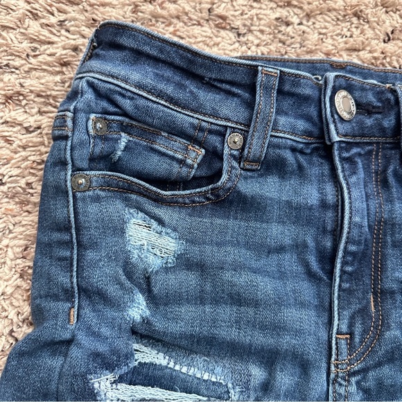 American Eagle Distressed High Rise Blue Denim Cutoff Shorts Women’s Size 2 - Picture 4 of 14